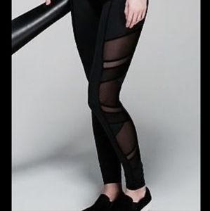 Lululemon Black Tights, Mesh Dot Panels Sz 8